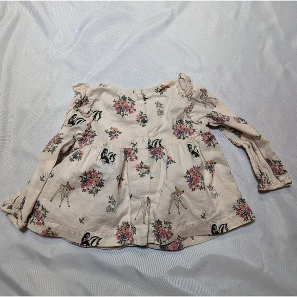 Baby GAP Bambi Disney Baby Girl 18-24 Month Pink Cotton Top - Lined + Frill - Picture 2 of 9